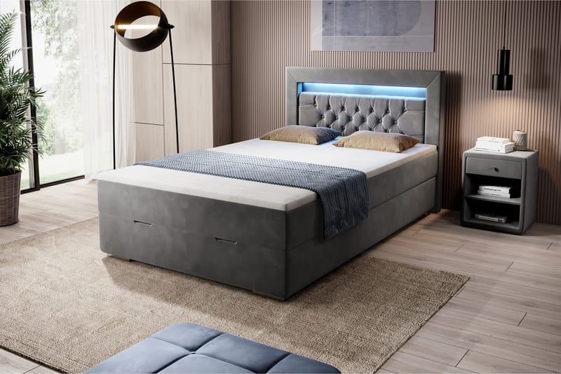 Franco Sängpaket med förvaring 120x200 LED-belysning