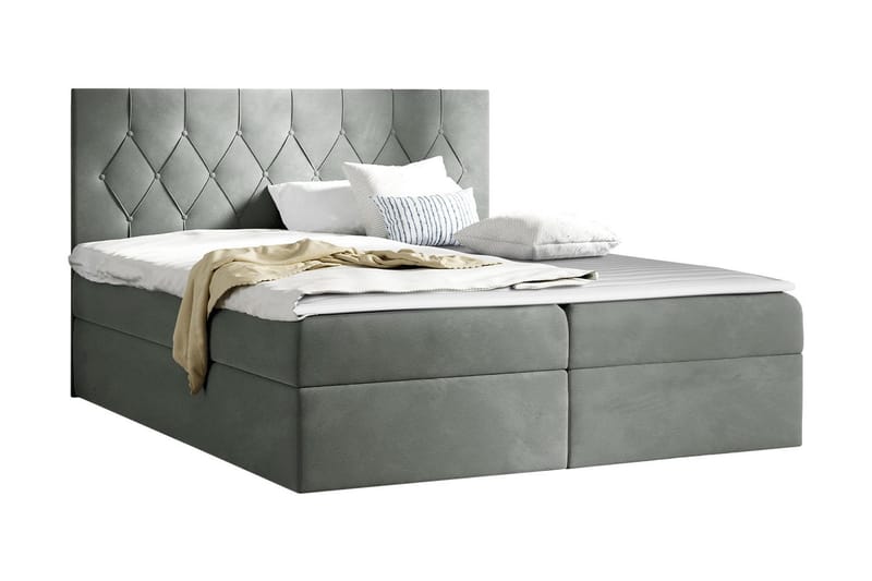 Jitendera Sängpaket Kontinentalsäng 120x200 cm med Förvaring - Grå - Möbler - Säng - Komplett sängpaket