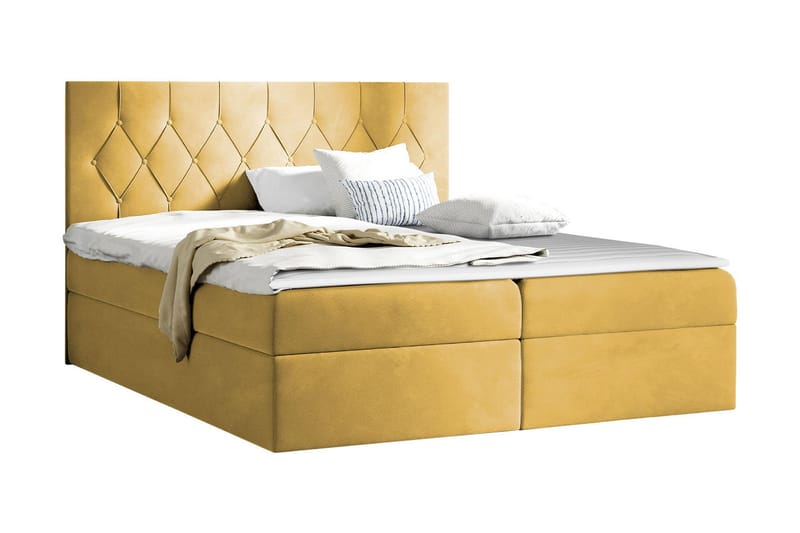 Jitendera Sängpaket Kontinentalsäng 140x200 cm med Förvaring - Gul - Möbler - Säng - Komplett sängpaket