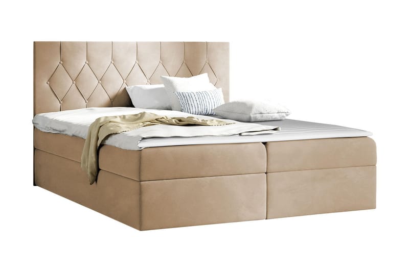 Jitendera Sängpaket Kontinentalsäng 200x200 cm med Förvaring - Beige - Möbler - Säng - Sängram & sängstomme