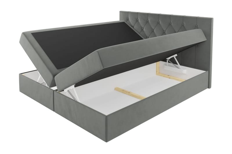 Jitendera Sängpaket Kontinentalsäng 200x200 cm med Förvaring - Grå - Möbler - Säng - Komplett sängpaket
