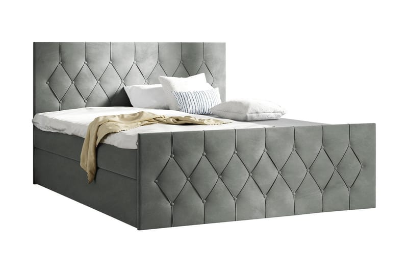 Jitendra Sängpaket Kontinentalsäng 160x200 cm med Förvaring - Grå - Möbler - Säng - Sängar med förvaring