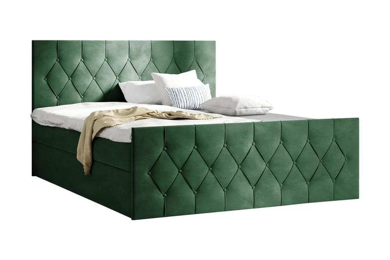 Jitendra Sängpaket Kontinentalsäng 160x200 cm med Förvaring - Grön - Möbler - Säng - Komplett sängpaket