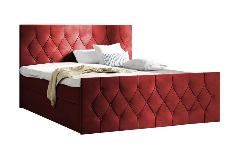 Jitendra Sängpaket Kontinentalsäng 160x200 cm med Förvaring - Röd - Möbler - Säng - Komplett sängpaket