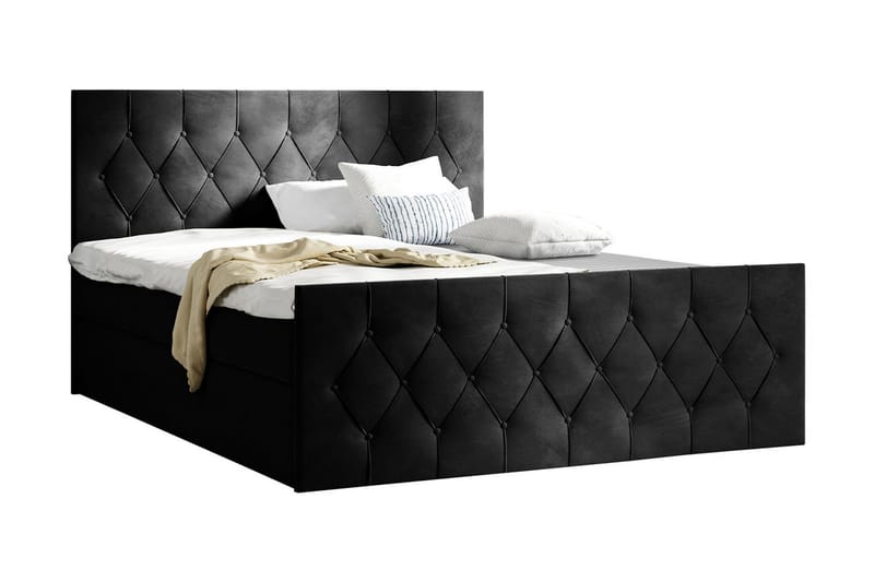 Jitendra Sängpaket Kontinentalsäng 180x200 cm med Förvaring - Svart - Möbler - Säng - Sängar med förvaring