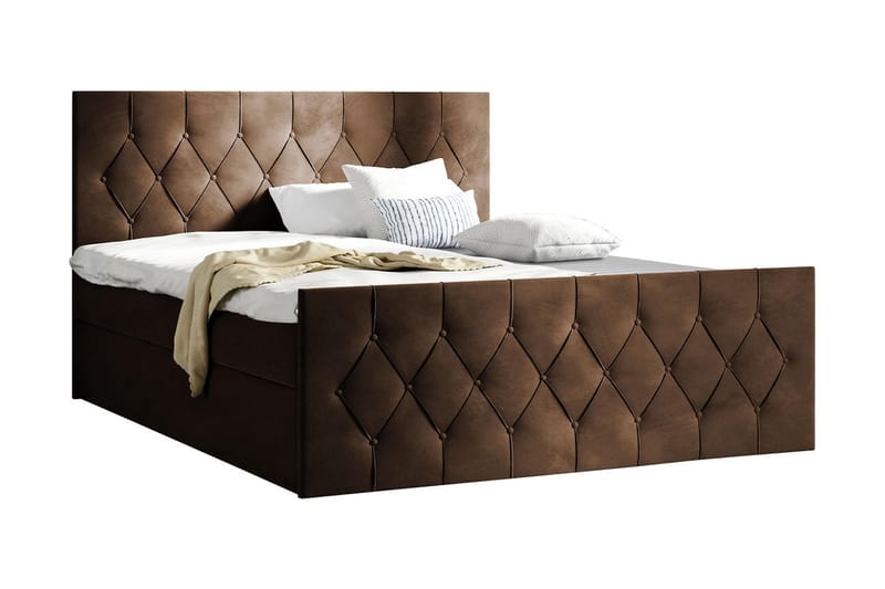 Jitendra Sängpaket Kontinentalsäng 200x200 cm med Förvaring - Brun - Möbler - Säng - Komplett sängpaket