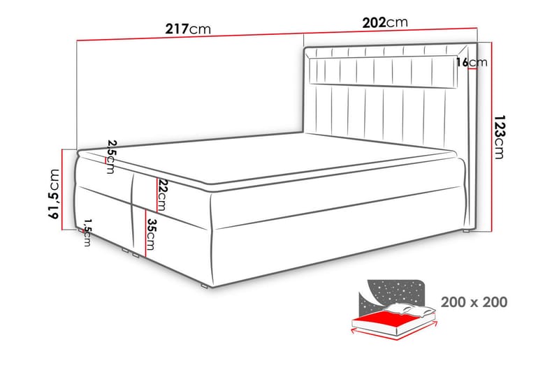Kontinentalsäng 200x200 cm - Grå - Möbler - Säng - Komplett sängpaket