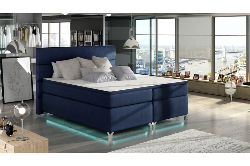 Rodgerez Säng 180x200 cm  Blå - Blå - Möbler - Säng - Komplett sängpaket
