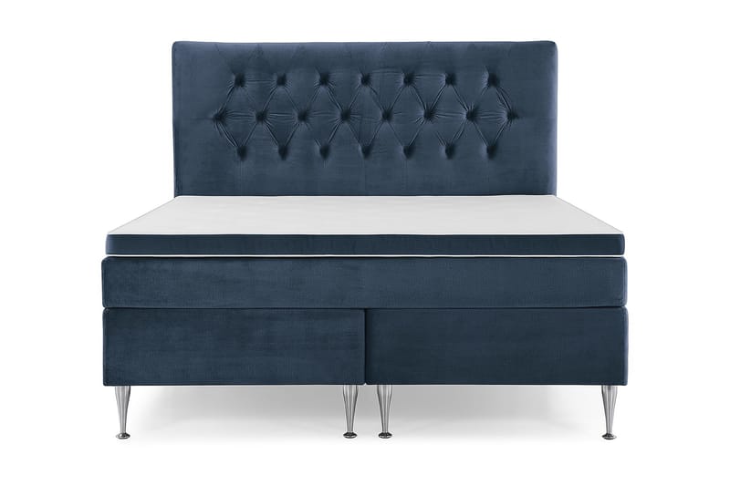 Royal Velvet Komplett Sängpaket 180x200 - Mörkblå med Höga Silverben - Möbler - Säng - Dubbelsäng