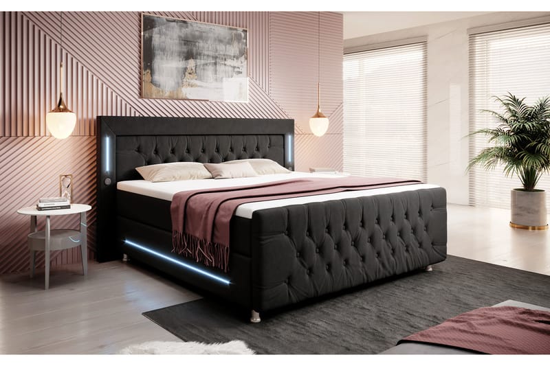 Valentino Sängpaket Kontinentalsäng 180x200 - Svart (+Fler val) - Möbler - Säng - Sängar med förvaring