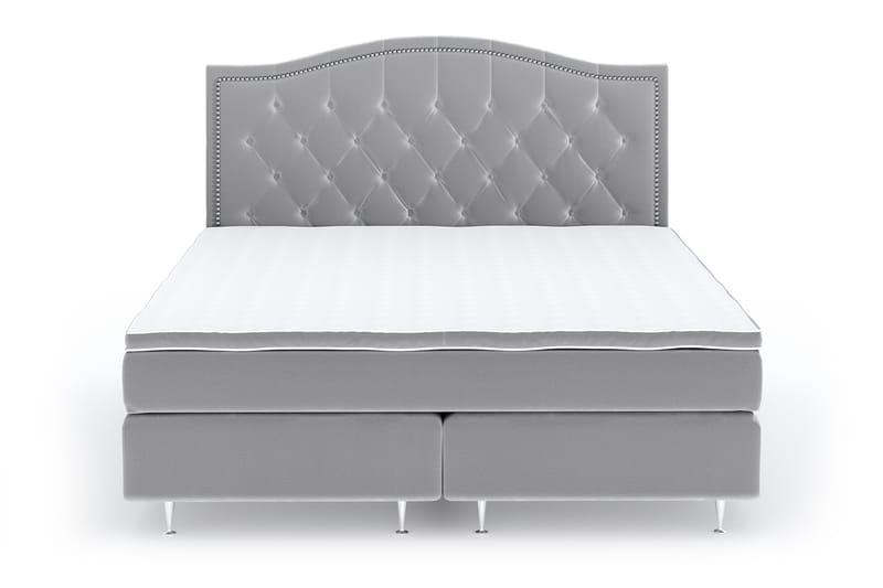 Hilton Lyx Velvet Sängpaket 180x200  Ljusgrå  Ljusgrå - Ljusgrå - Möbler - Säng - Komplett sängpaket
