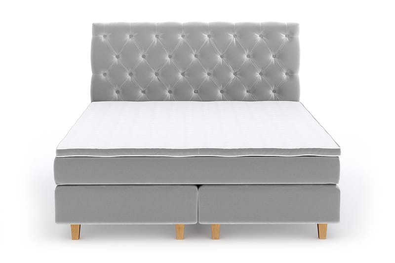 Hilton Lyx Velvet Sängpaket 210x210  Ljusgrå  Ljusgrå - Ljusgrå - Möbler - Säng - Kontinentalsäng