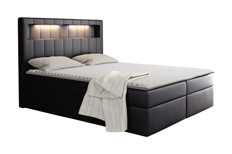 Kontinentalsäng 160x200 - Svart - Möbler - Säng - Sängar med förvaring