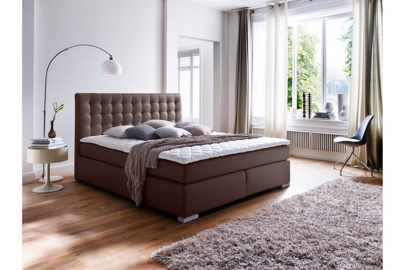 Lennoa Sängpaket Kontinentalsäng 180x200 cm H2/H3 - Brun/Krom - Möbler - Säng - Sängar med förvaring
