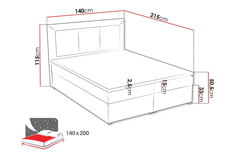 Moden Kontinentalsäng 140x215 cm - Beige - Möbler - Sängar - Kontinentalsängar