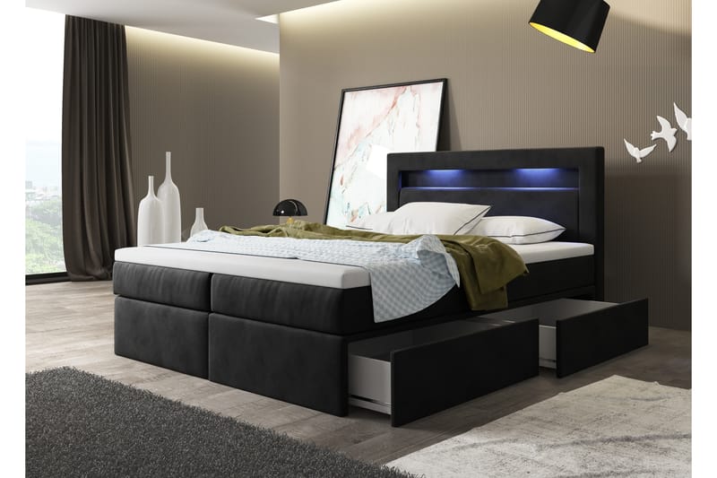 Oscar Sängpaket 160x200cm LED-belysning - Möbler - Säng - Kontinentalsäng