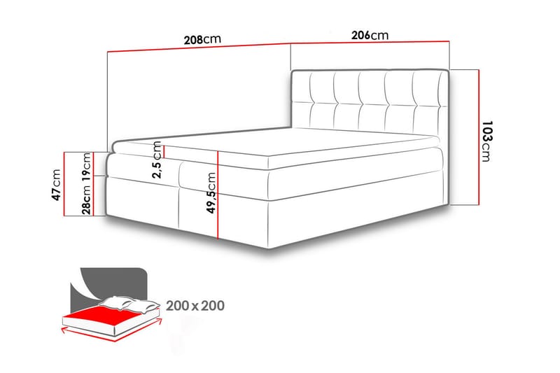 Rico Kontinentalsäng 200x208cm LED-belysning - Vit - Möbler - Säng - Kontinentalsäng