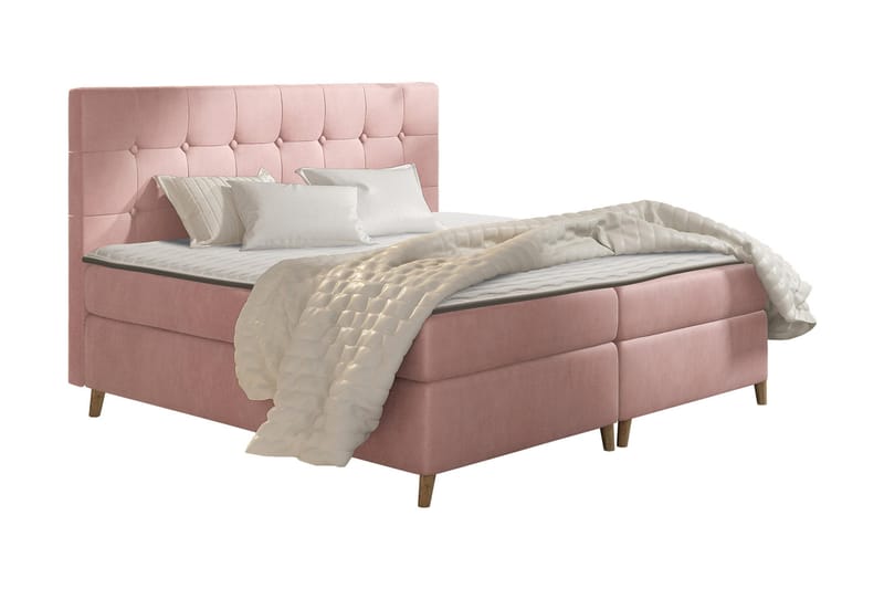 Sandham Kontinentalsäng 160x200 cm LED-belysning - Rosa - Möbler - Säng - Sängar med förvaring