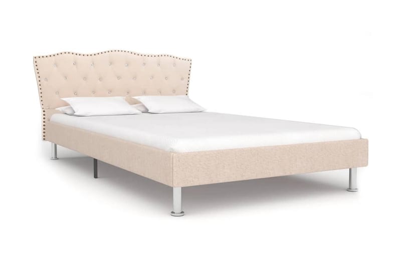 Säng med madrass beige tyg 140x200 cm - Beige - Möbler - Säng - Ramsäng & resårbotten