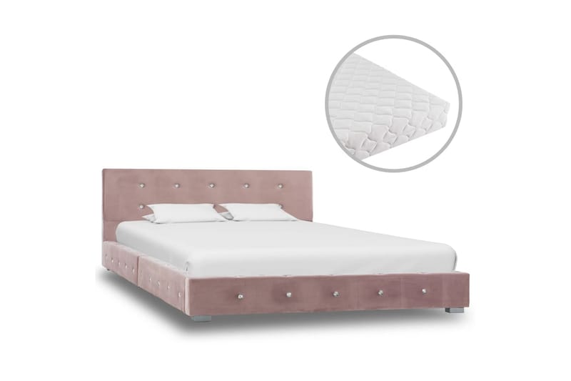 Säng med madrass rosa sammet 120x200 cm - Rosa - Möbler - Säng - Ramsäng & resårbotten