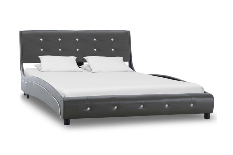 Säng med memoryskummadrass grå konstläder 120x200 cm - Grå - Möbler - Säng - Ramsäng & resårbotten