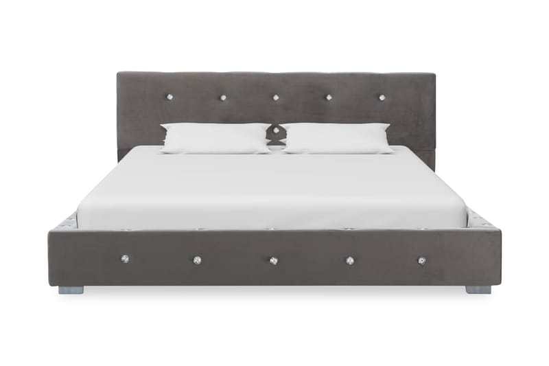 Säng med memoryskummadrass grå sammet 120x200 cm - Grå - Möbler - Säng - Ramsäng & resårbotten