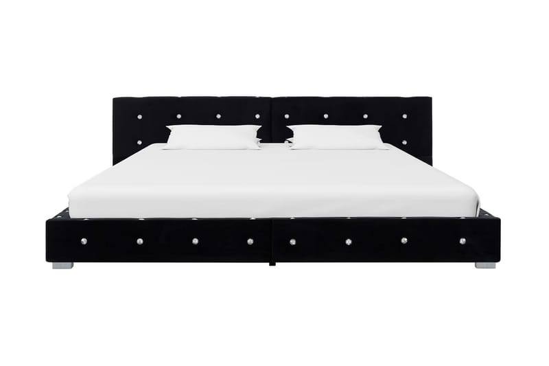 Säng med memoryskummadrass svart sammet 180x200 cm - Svart - Möbler - Säng - Ramsäng & resårbotten