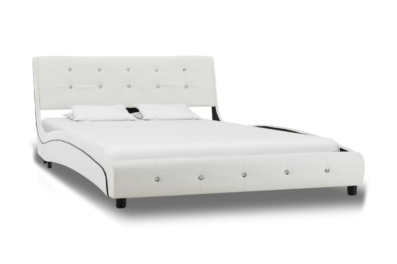 Säng med memoryskummadrass vit konstläder 120x200 cm