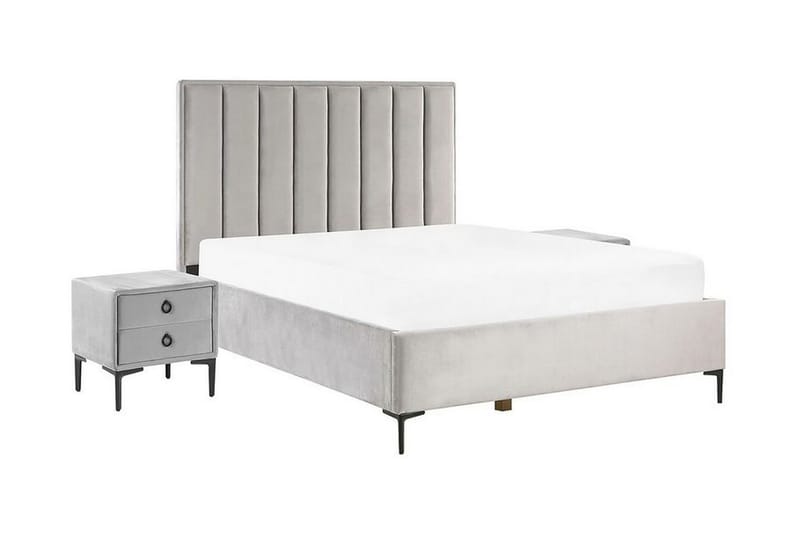Sovrumsset dubbelsäng 140x200 cm grå SEZANNE - Grå - Möbler - Säng - Sängram & sängstomme