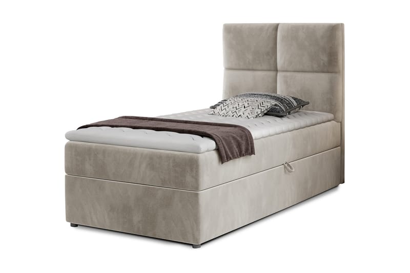 Arcore Förvaringssäng 90x200cm Rutad - Beige - Möbler - Säng - Sängar med förvaring - Enkelsäng med förvaring