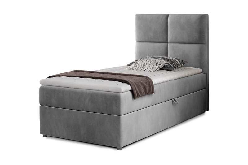 Arcore Förvaringssäng 90x200cm Rutad - Grå - Möbler - Säng - Sängar med förvaring - Enkelsäng med förvaring