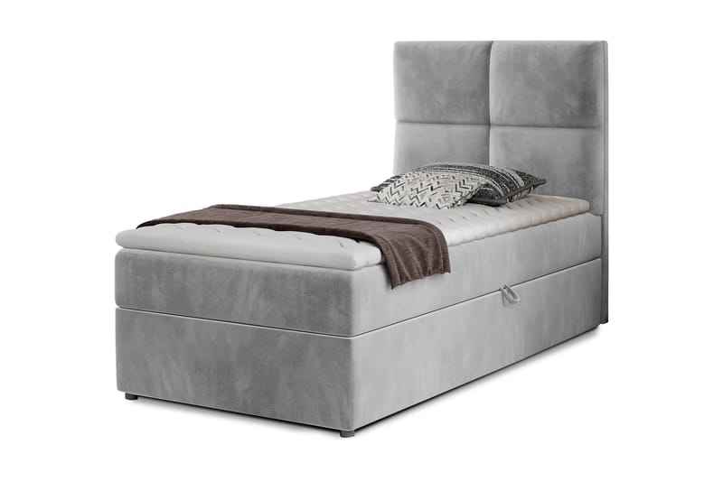 Arcore Förvaringssäng 90x200cm Rutad - Grå - Möbler - Säng - Sängar med förvaring - Enkelsäng med förvaring