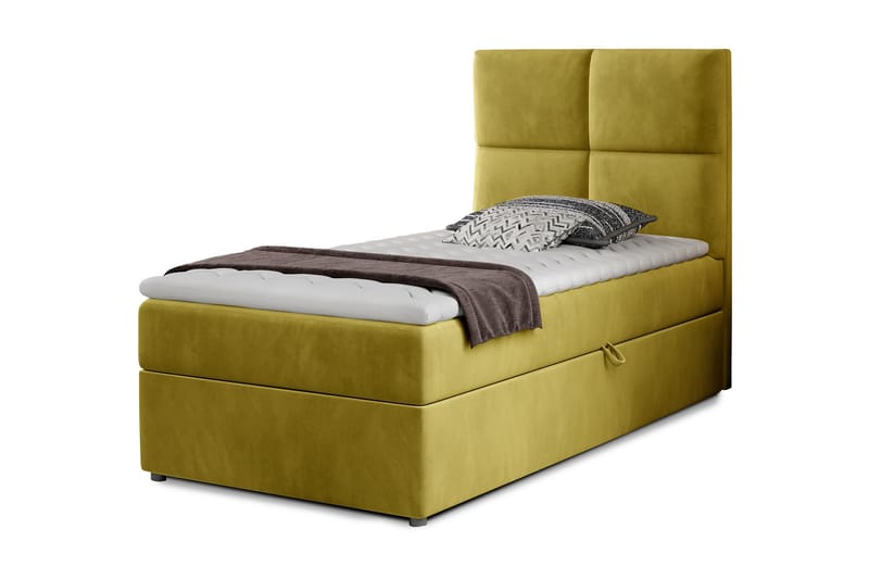 Arcore Förvaringssäng 90x200cm Rutad - Gul - Möbler - Säng - Sängar med förvaring - Enkelsäng med förvaring