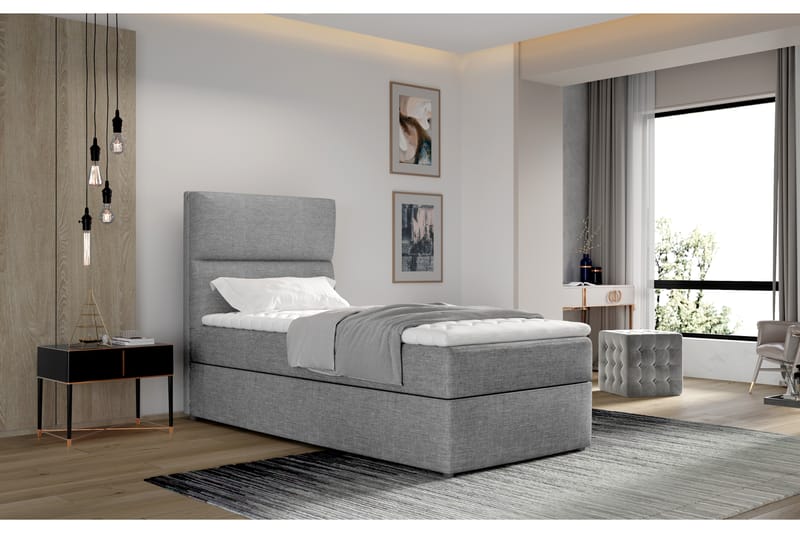 Arcore Förvaringssäng 90x200cm Vertikal Söm - Grå - Möbler - Säng - Sängar med förvaring