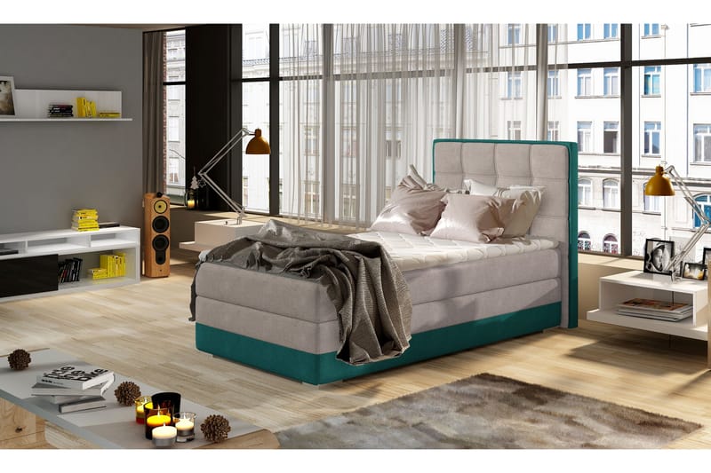 Damion Förvaringssäng 90x200cm Vänster - Beige|Grön - Möbler - Säng - Sängar med förvaring