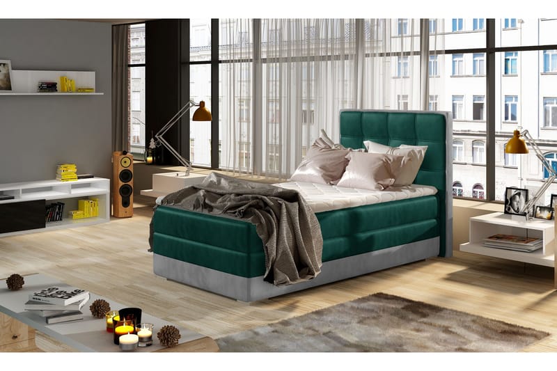 Damion Förvaringssäng 90x200cm Vänster - Grön|Grå - Möbler - Säng - Sängar med förvaring