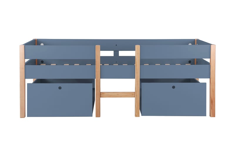 Dormagen säng 90x200 cm med Trappa + 2 Lådor - Trä/Blå - Möbler - Säng - Sängar med förvaring - Dubbelsäng med förvaring