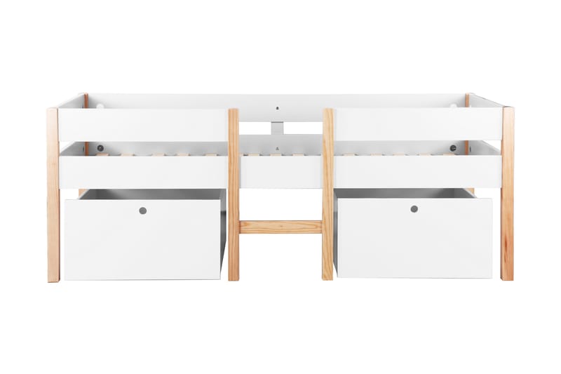 Dormagen säng 90x200 cm med Trappa + 2 Lådor - Trä/Vit - Möbler - Säng - Sängar med förvaring - Dubbelsäng med förvaring