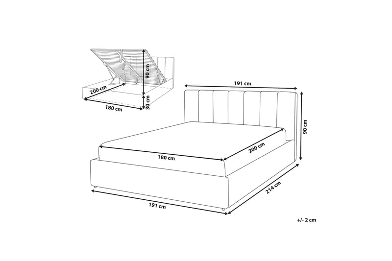 Dreuxa Förvaringssäng 180x200 cm - Konstläder/Grå - Möbler - Säng - Sängar med förvaring