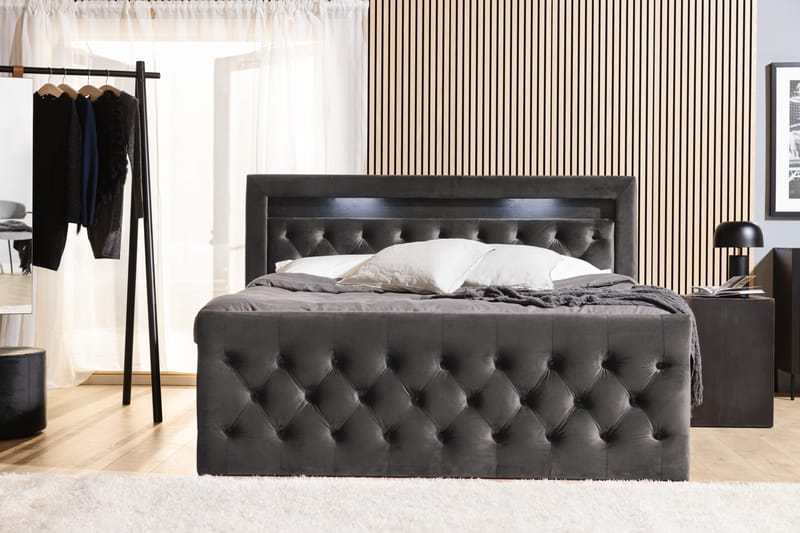 Francisco Sängpaket 160x200 med Lådförvaring - Mörkgrå - Möbler - Säng - Sängar med förvaring