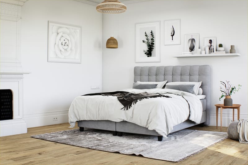 Royal Kontinentalsäng med Förvaring 160x200 cm - Ljusgrå - Möbler - Säng - Sängar med förvaring