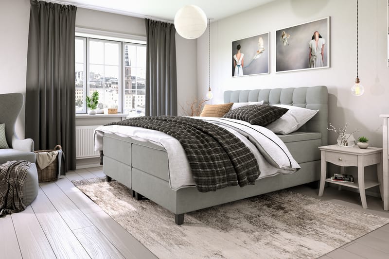 Royal Kontinentalsäng med Förvaring 90x200 cm - Ljusgrå - Möbler - Säng - Sängar med förvaring