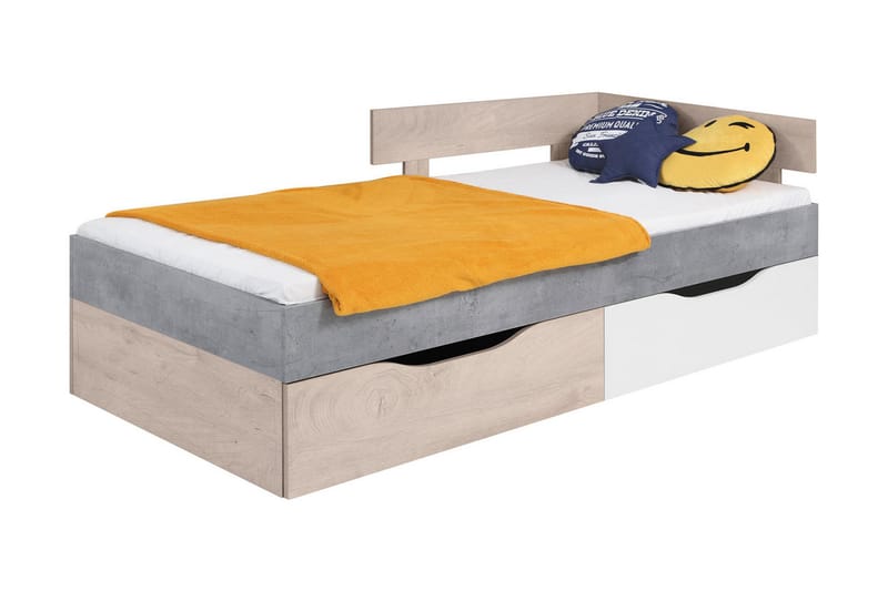 Sigmana säng 94x204 cm - Grå/Vit/Natur - Möbler - Säng - Sängar med förvaring - Enkelsäng med förvaring
