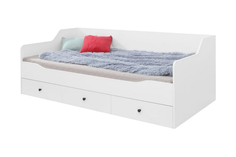 Zumar säng 94x204 cm - Vit/Vit Högglans - Möbler - Säng - Sängar med förvaring - Enkelsäng med förvaring