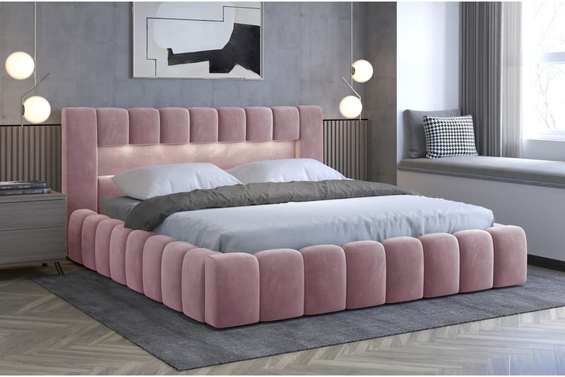 Lamica Sängram 160x200 cm - Rosa - Möbler - Säng - Sängar med förvaring