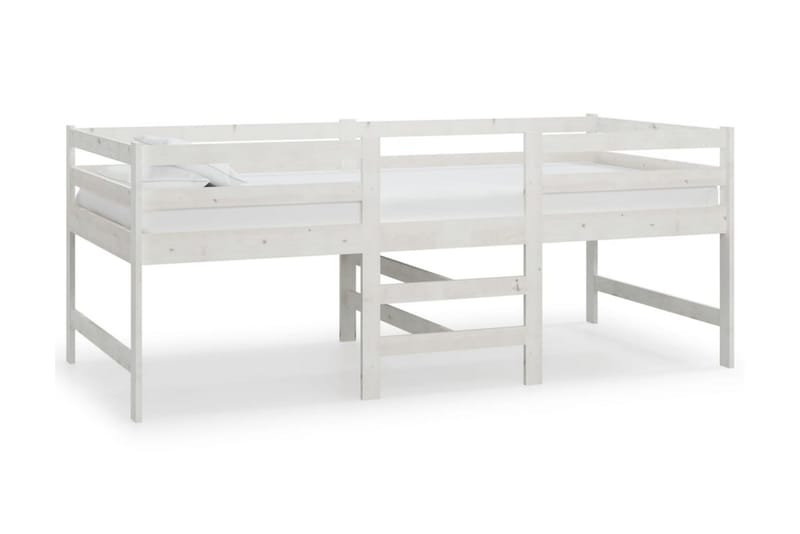 Medelhög säng med madrass 90x200 cm vit massiv furu - Vit - Möbler - Säng - Sängram & sängstomme