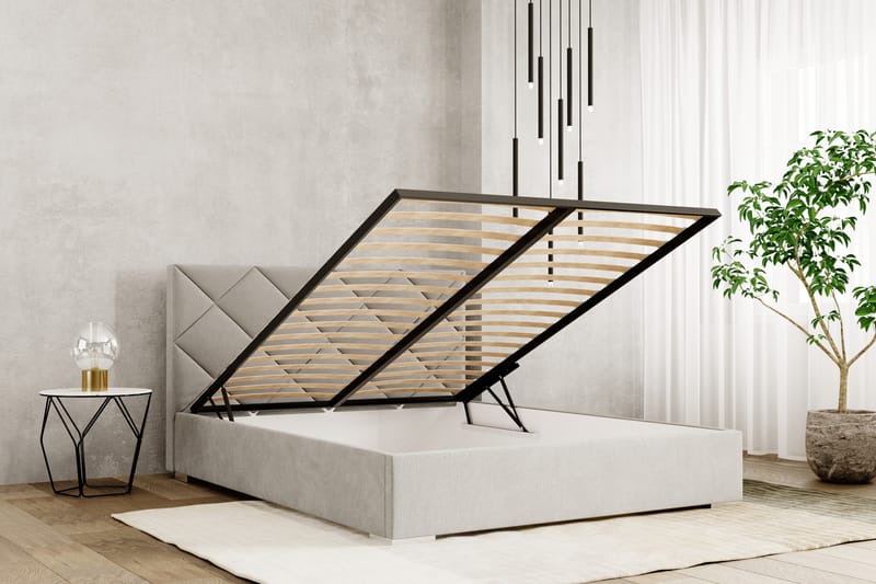 Mikiya Sängram med Förvaring 160x200 cm - Honung - Möbler - Säng - Sängram & sängstomme
