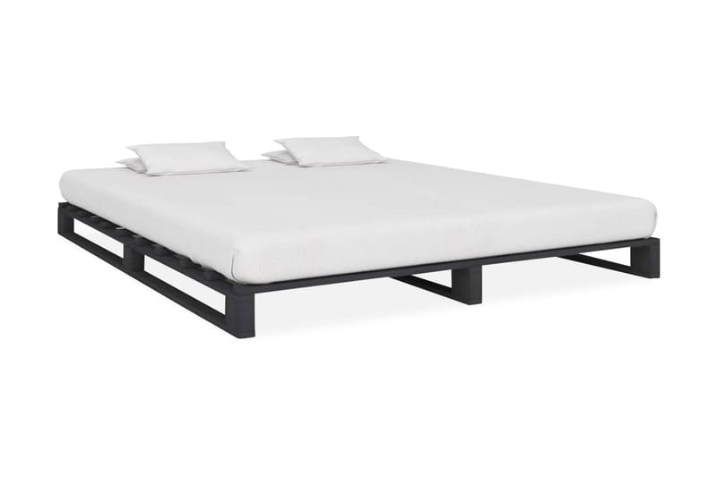 Pallsängram grå massiv furu 160x200 cm - Grå - Möbler - Säng - Sängram & sängstomme