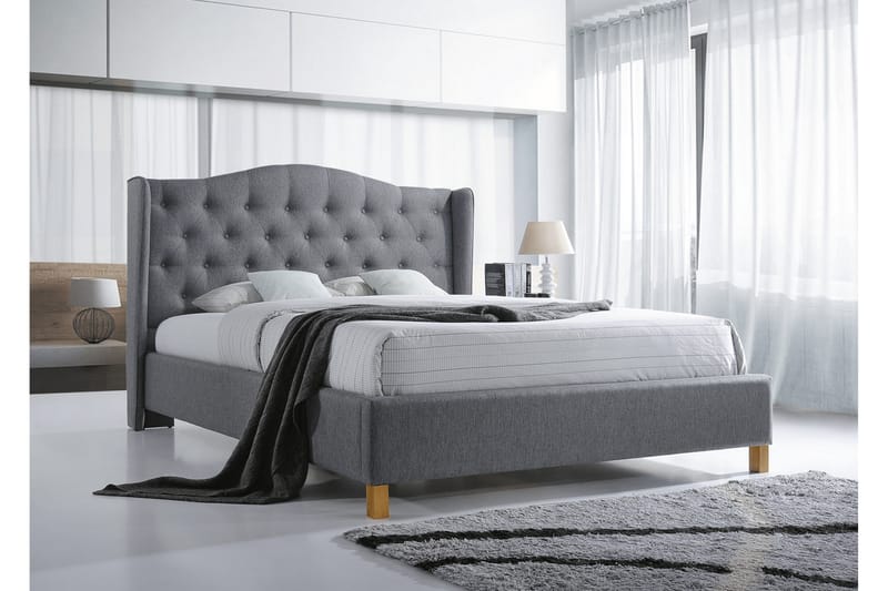 Paonia Sängram 160x200 cm - Grå/Trä/Natur - Möbler - Säng - Sängar med förvaring