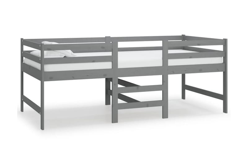 Säng medelhög grå massiv furu 90x200 cm - Grå - Möbler - Säng - Sängram & sängstomme